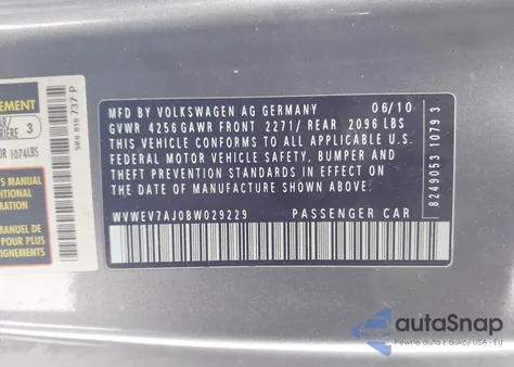 2011 Volkswagen Gti 2-Door z USA, uszkodzony, nr VIN WVWEV7AJ0BW029229